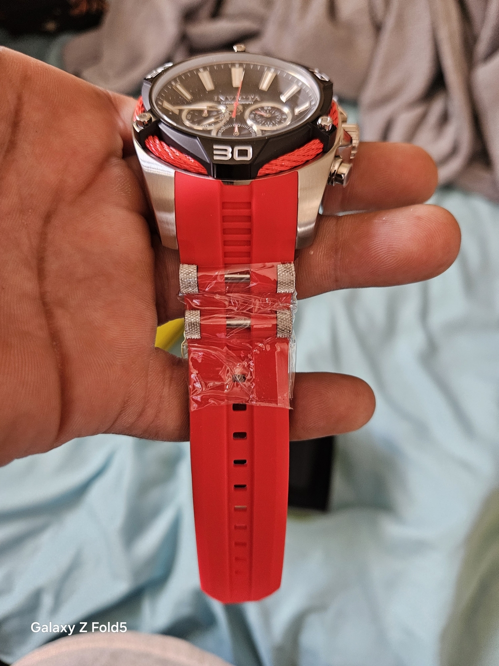 Invicta Black Dial Chronograph with Red Strap Accents 48mm - Picture 2 of 2